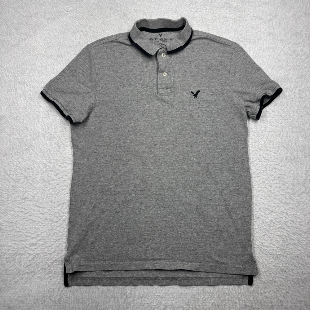American Eagle Outfitters‎ Eagle Polo Shirt Classic Fit Gray Shirt Men's Large